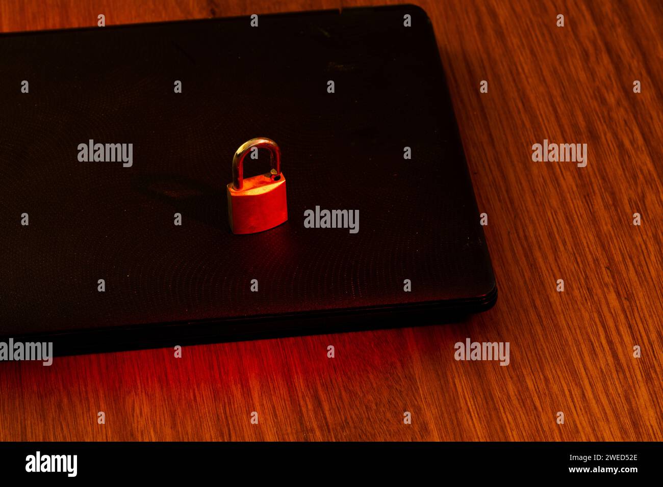 laptop with a padlock on it, cyber security, cyber lock Stock Photo