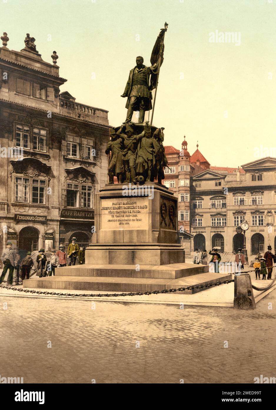 Monument to Austrian field marshal Joseph Radetzky von Radetz iin Malostranské Square, Prague, Czech Republic ca.1890-1900 Stock Photo