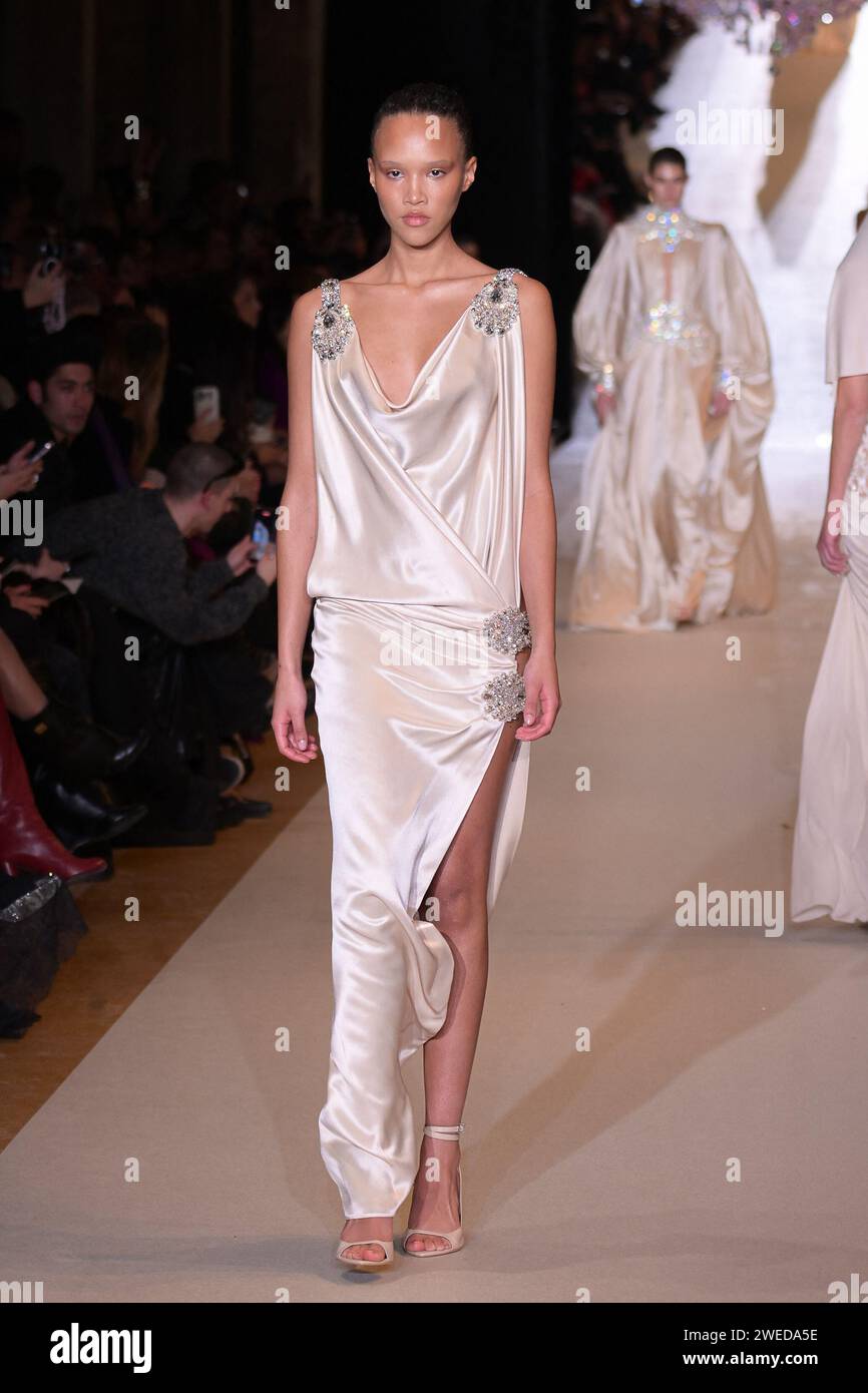 Paris, France. 24th Jan, 2024. A model walks the runway during the ...