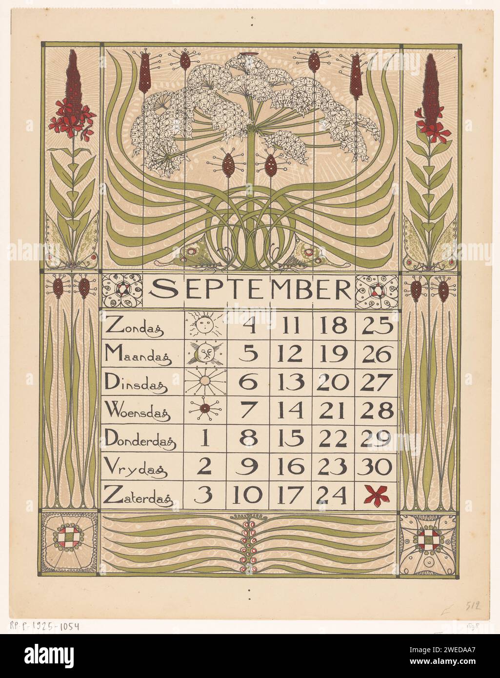Calendar magazine for September 1898, Theo Nieuwenhuis, 1897 print A ...