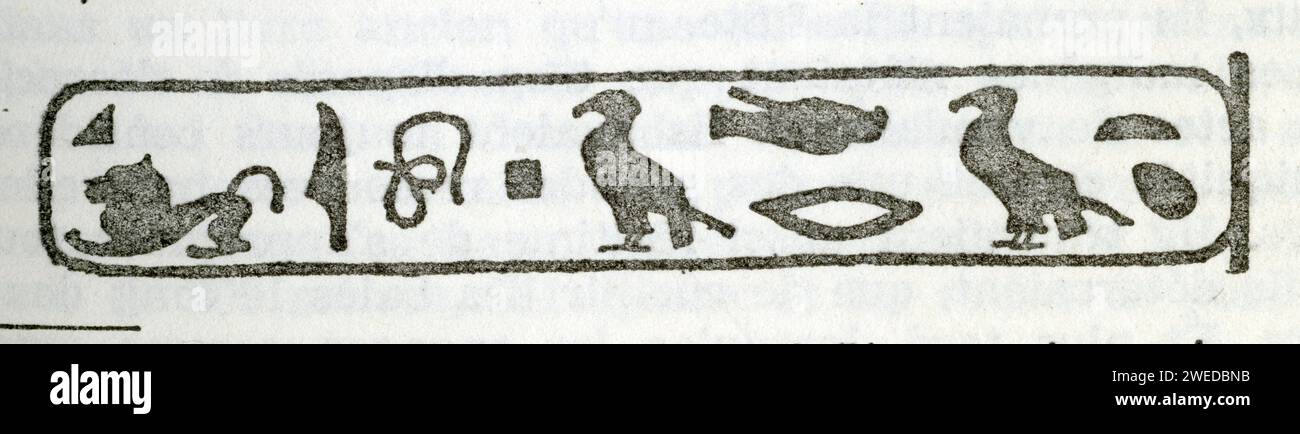 Des hiéroglyphes égyptiens dans un cartouche. Stock Photo