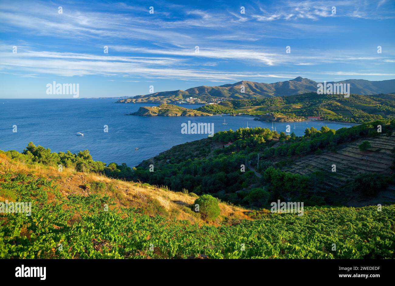 FRANCE. PYRENEES ORIENTALES (66) PORT-VENDRES. OVERVIEW ON THE PAULILLES BAY, FROM LAS PORTAS PASS Stock Photo