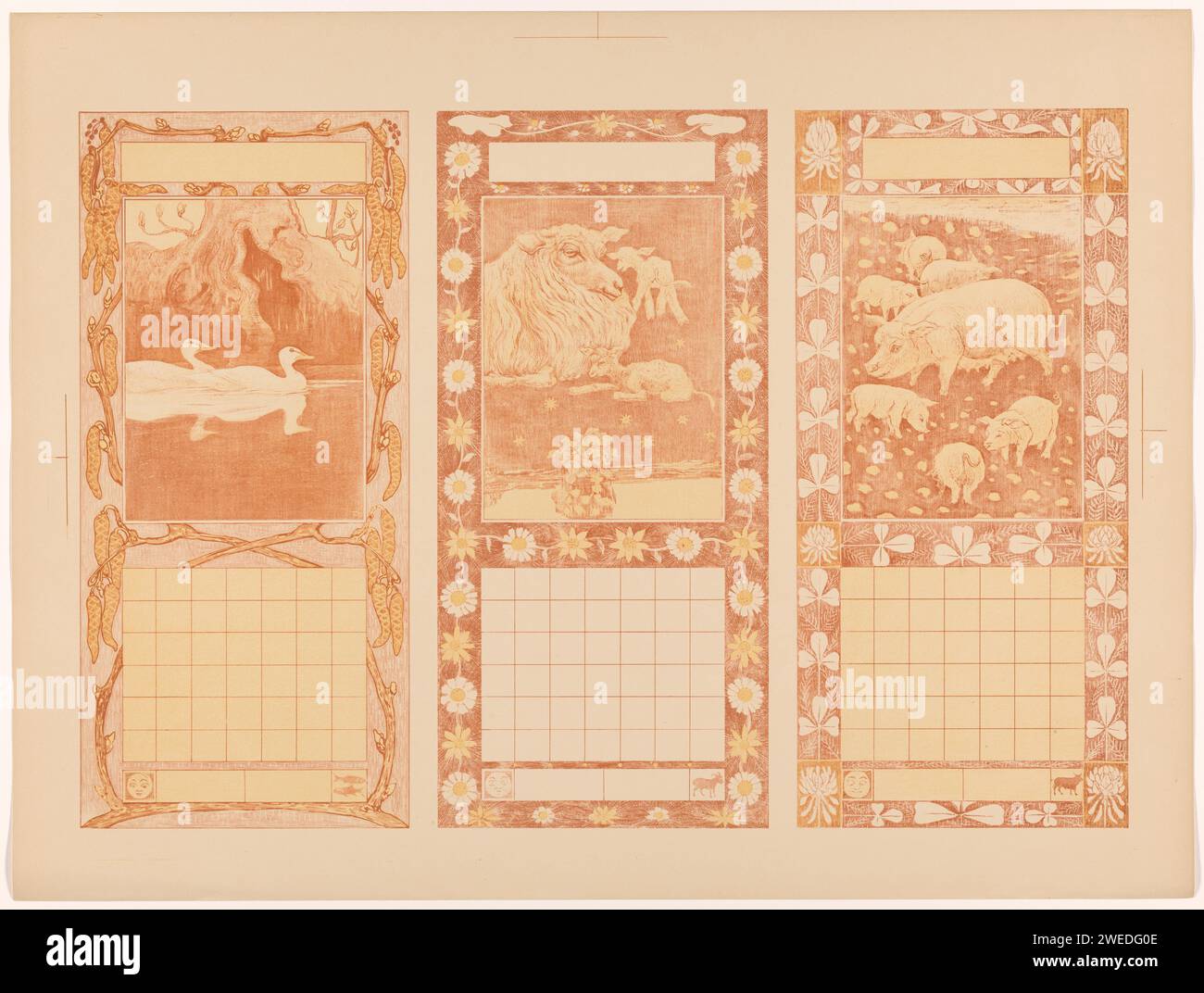 Calendars for February, March and April 1904, Theo van Hoytema, 1904