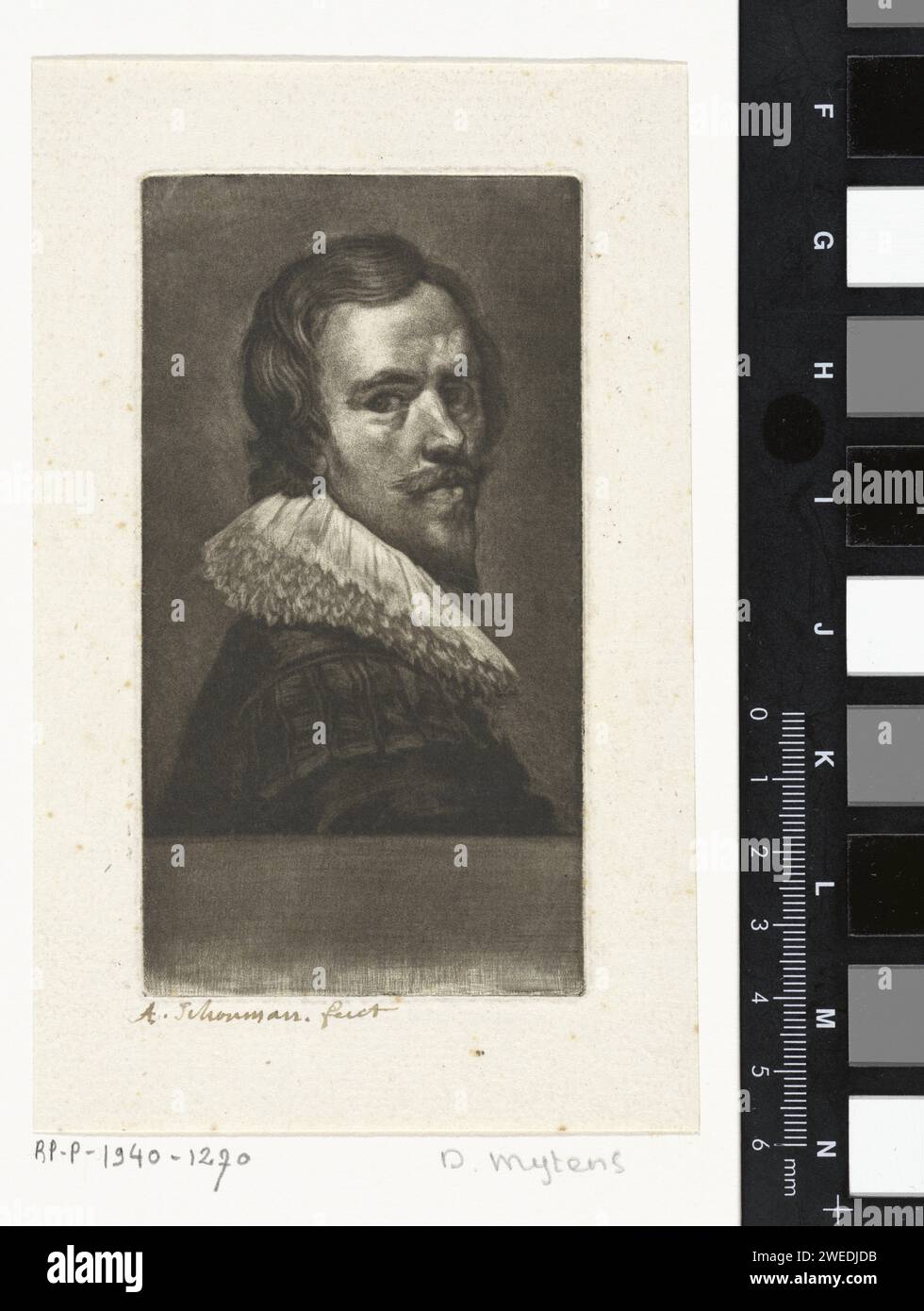 Portrait of Daniël Mijtens, Aert Schouman, 1720 - 1792 print   paper  portrait, self-portrait of painter Stock Photo
