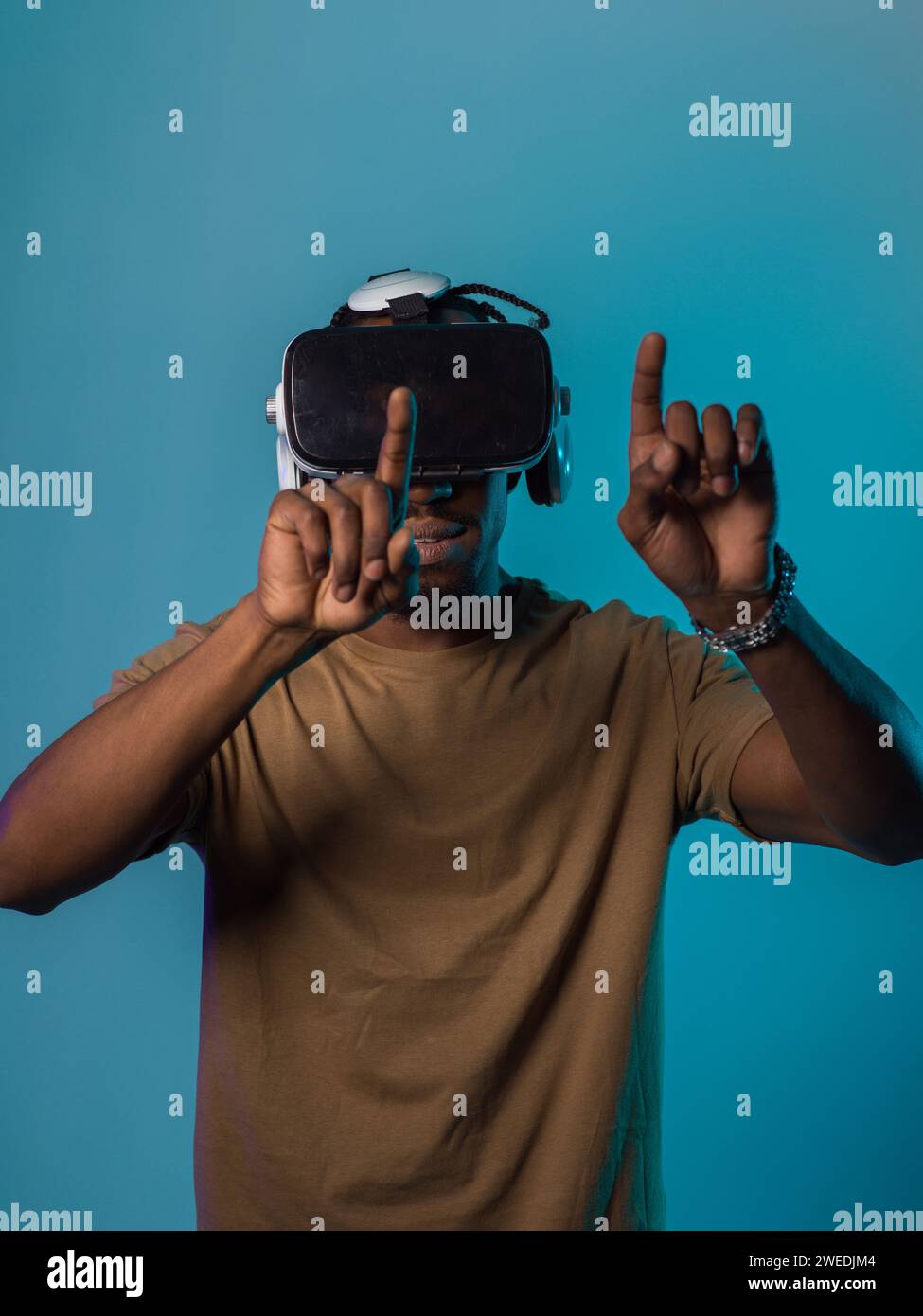 Immersed in a digital realm, an African American man navigates the ...