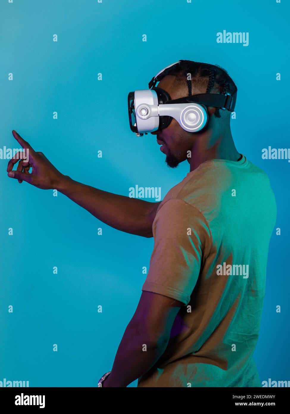 Immersed in a digital realm, an African American man navigates the ...