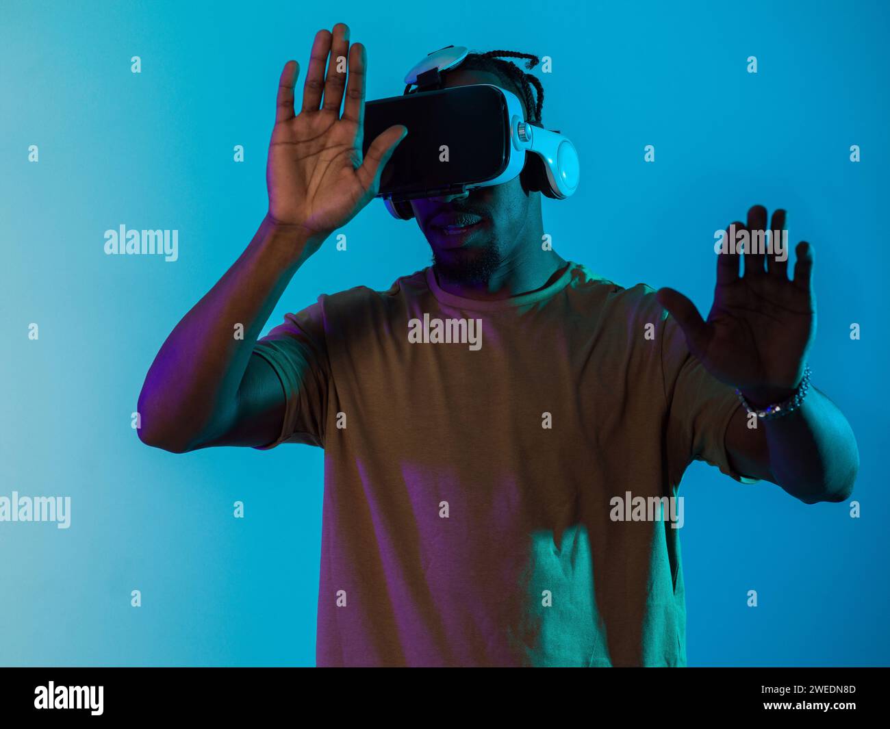 Immersed in a digital realm, an African American man navigates the ...