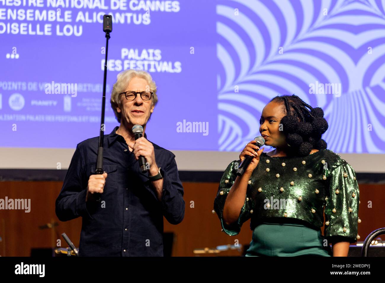 Cannes, France. 24th Jan, 2024. Stewart Copeland and Yemi Alade during