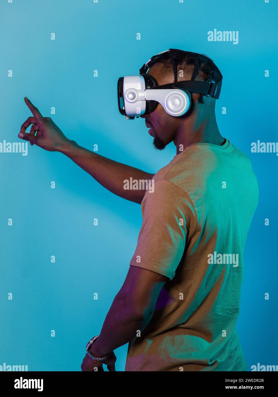 Immersed in a digital realm, an African American man navigates the ...
