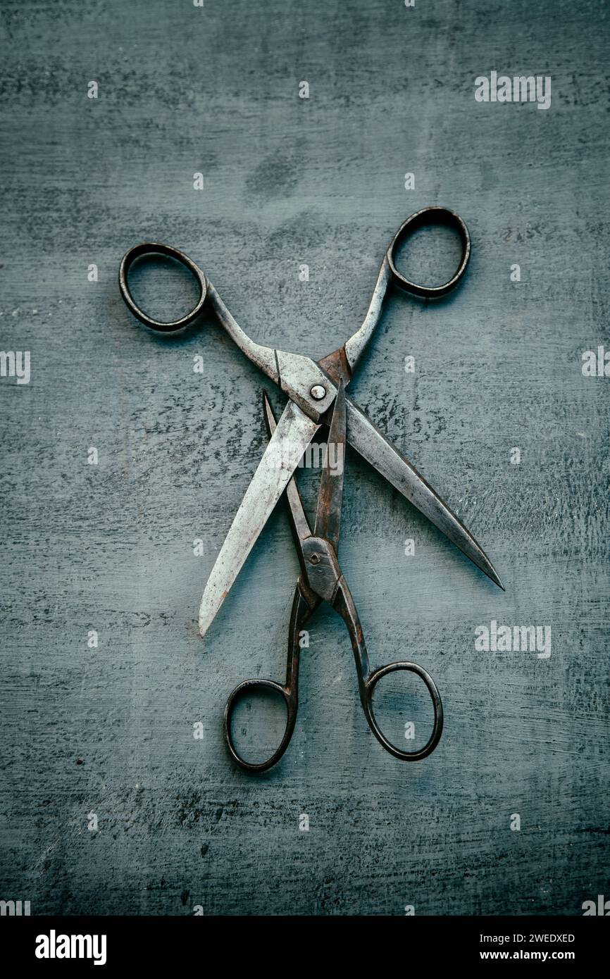 Two old scissors Stock Photo - Alamy