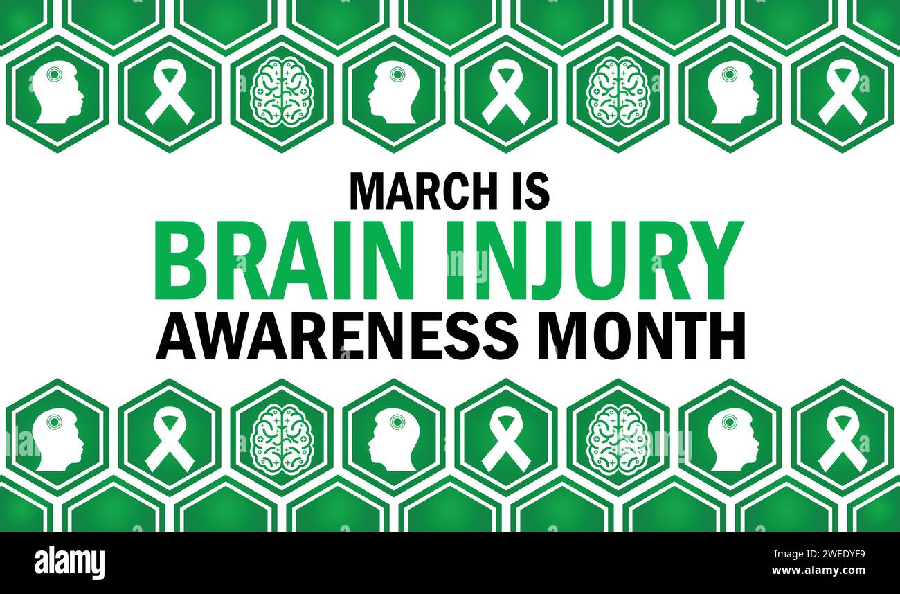 March Is Brain Injury Awareness Month Vector illustration. Holiday concept. Template for background, banner, card, poster with text inscription. Stock Vector