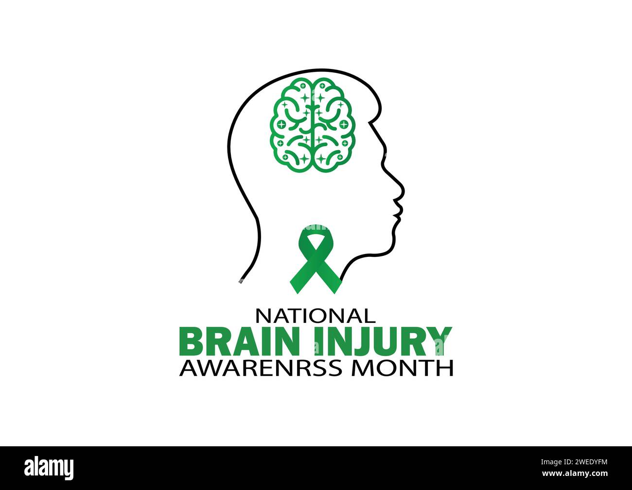 National Brain Injury Awareness Month Vector Illustration. Suitable for greeting card, poster and banner. Stock Vector