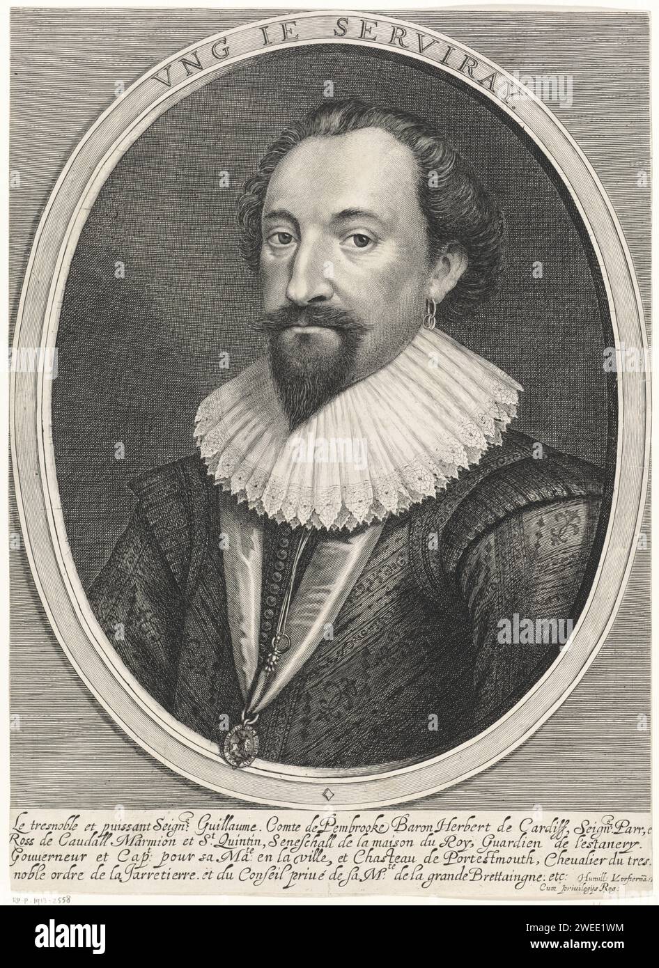 Portrait of Willem Herbert 3rd count of Pembroke, Lucas Vorsterman (I), After Daniël Mijtens (I), 1624 - 1630 print  England paper engraving Stock Photo