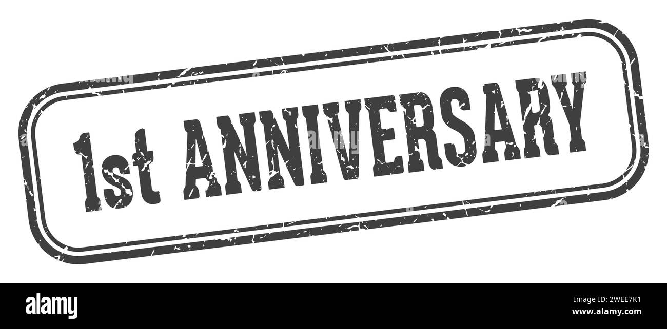 1st anniversary stamp. 1st anniversary rectangular stamp isolated on