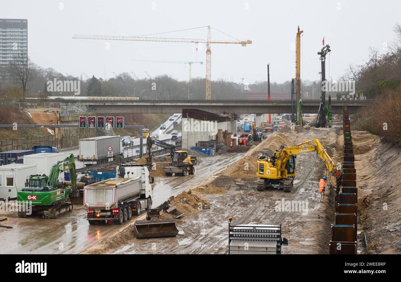 Hamburg, Germany. 24th Jan, 2024. View of the construction site of the ...