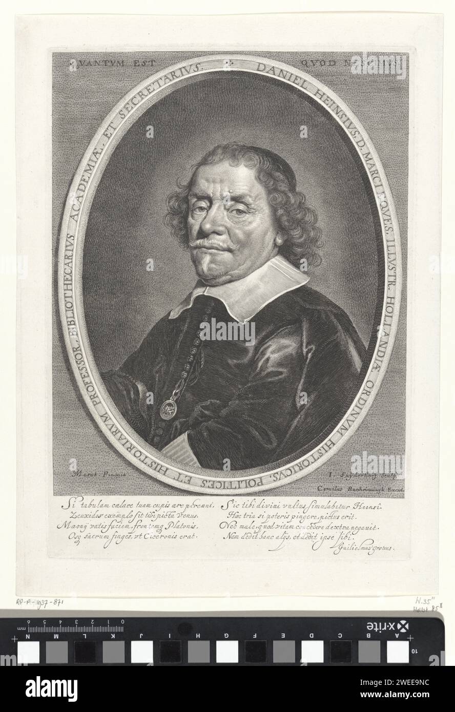 Portrait of Daniel Heinsius, Jonas Suyderhoef, After Jacob Fransz van ...