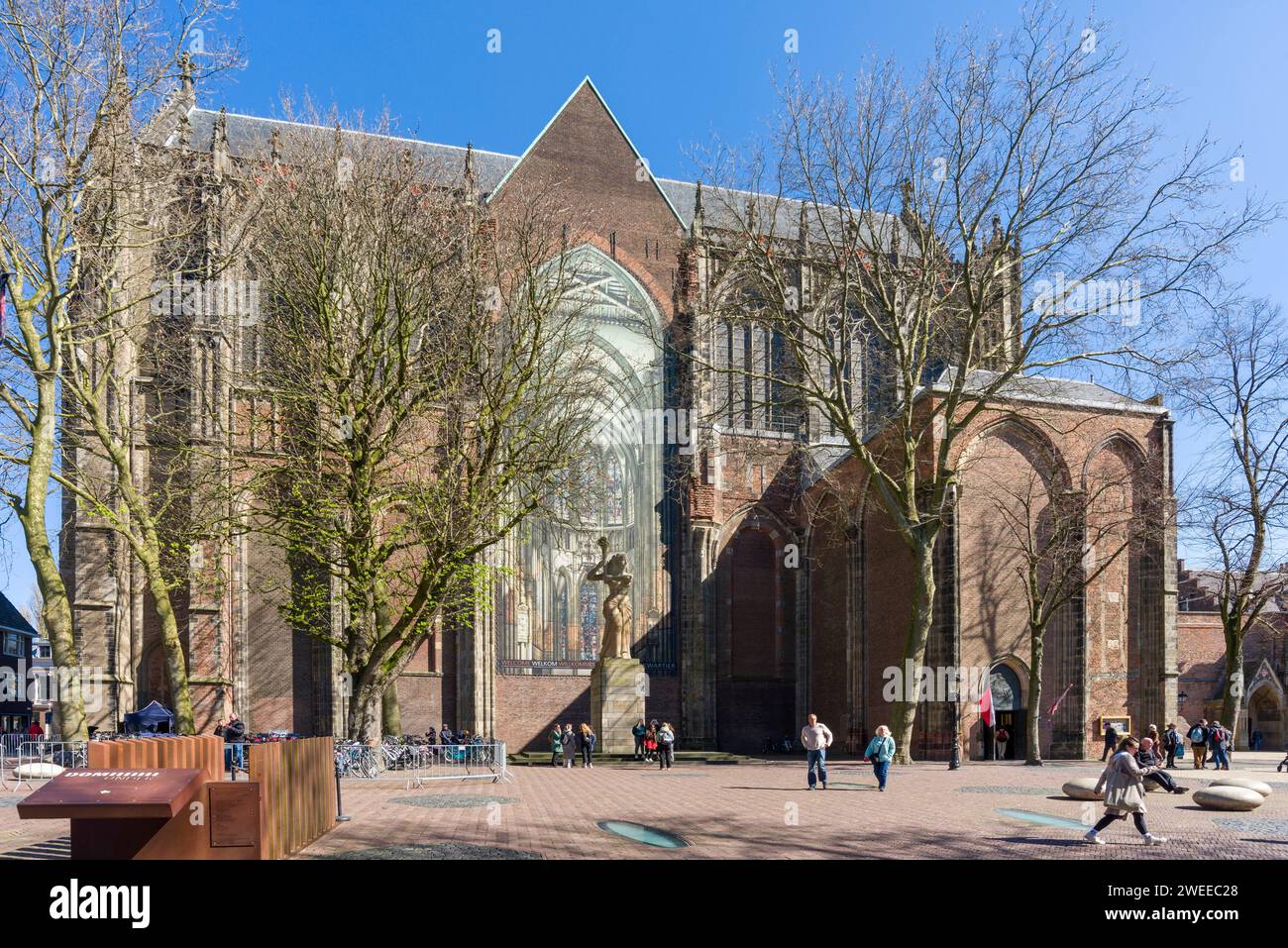 St Martin's Cathedral and the square where the nave stood before its collapse in 1674 in the historic inner city of Utrecht, Netherlands, Europe. Stock Photo