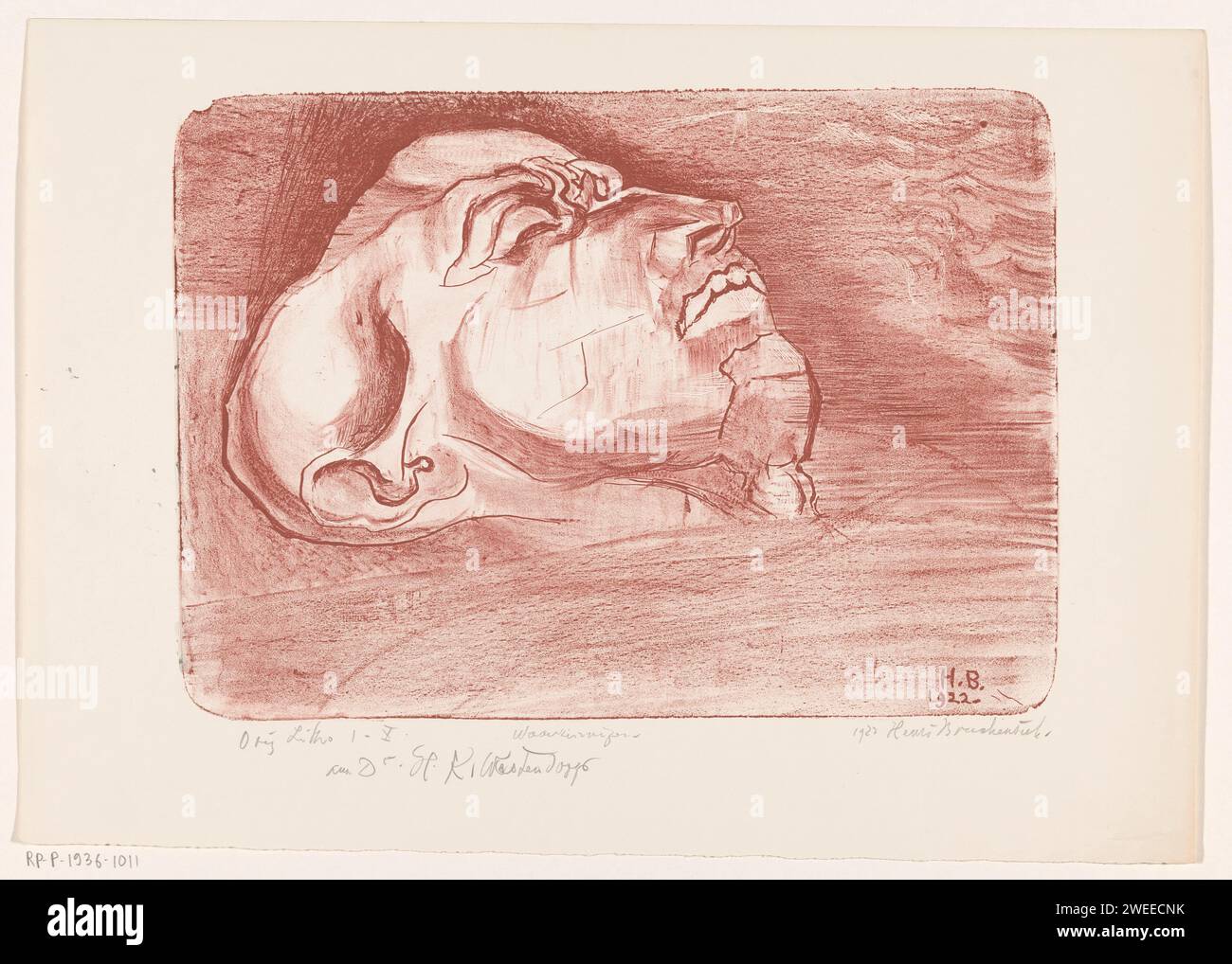 Lying figure with closed eyes, Henri Braakensiek, 1922 print Possibly a ...