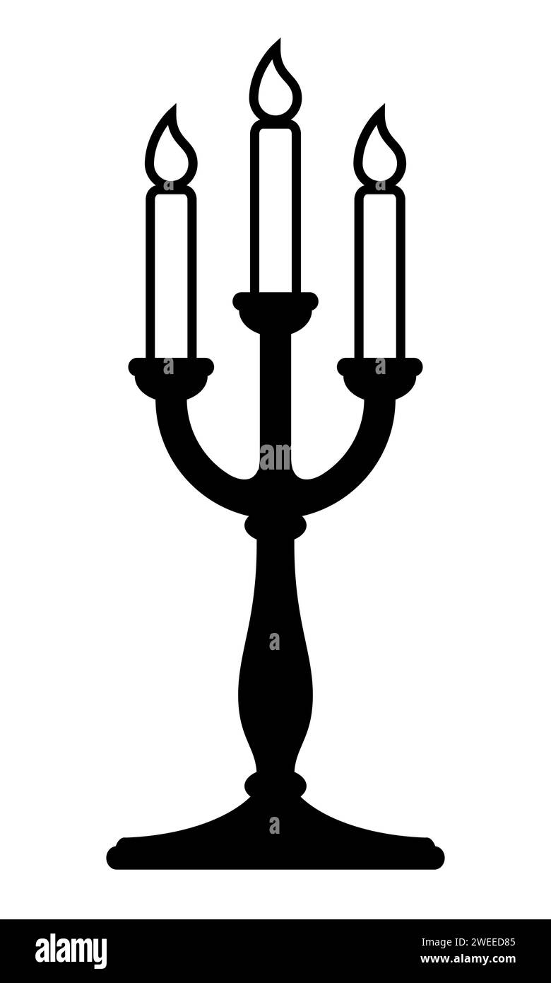 candle holder, black and white vector silhouette illustration of