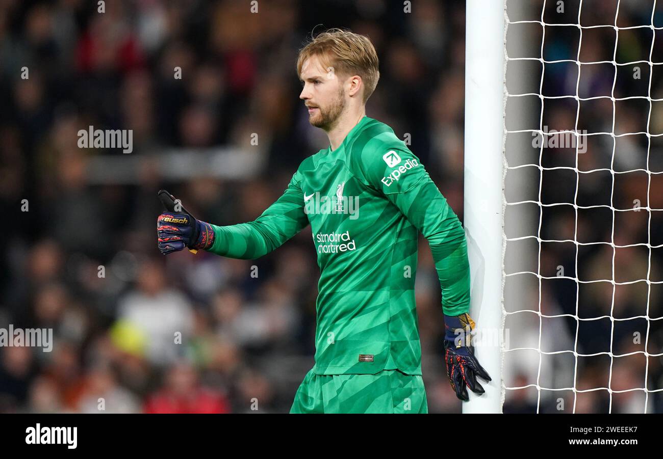 Liverpool goalkeeper Caoimhin Kelleher during the Carabao Cup semi