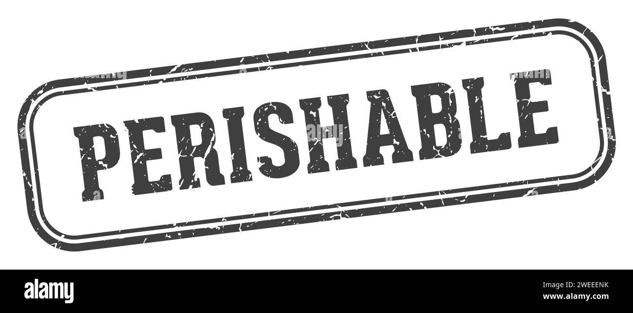 perishable stamp. perishable rectangular stamp isolated on white ...