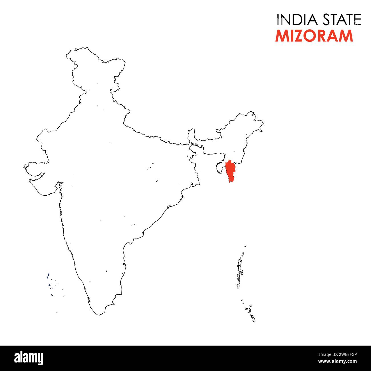 Mizoram map of Indian state. Mizoram map vector illustration. Mizoram