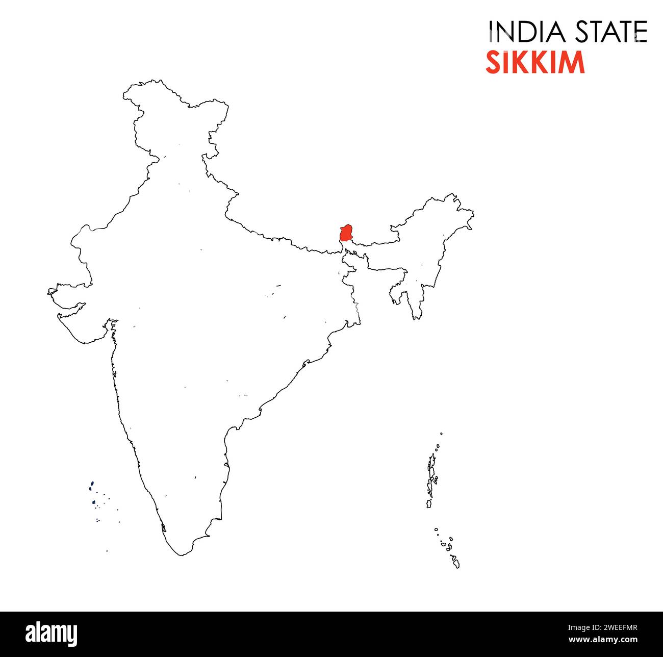Sikkim map of Indian state. Sikkim map vector illustration. Sikkim
