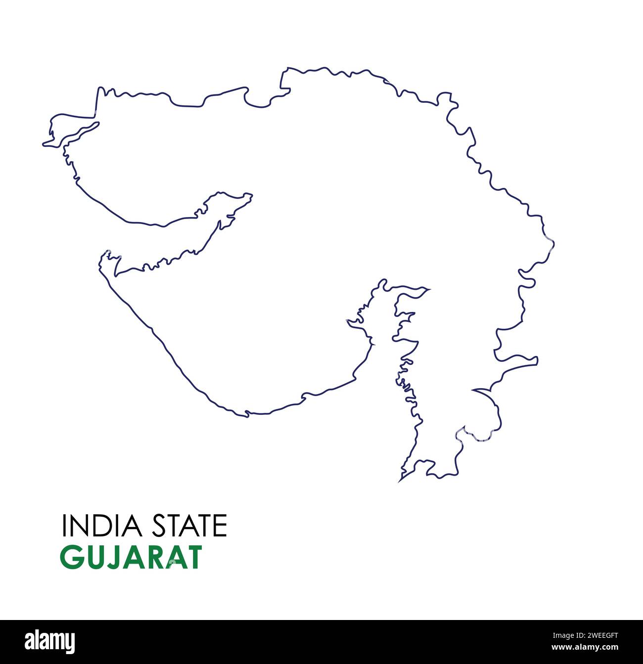 Gujarat map of Indian state. Gujarat map vector illustration. Gujarat