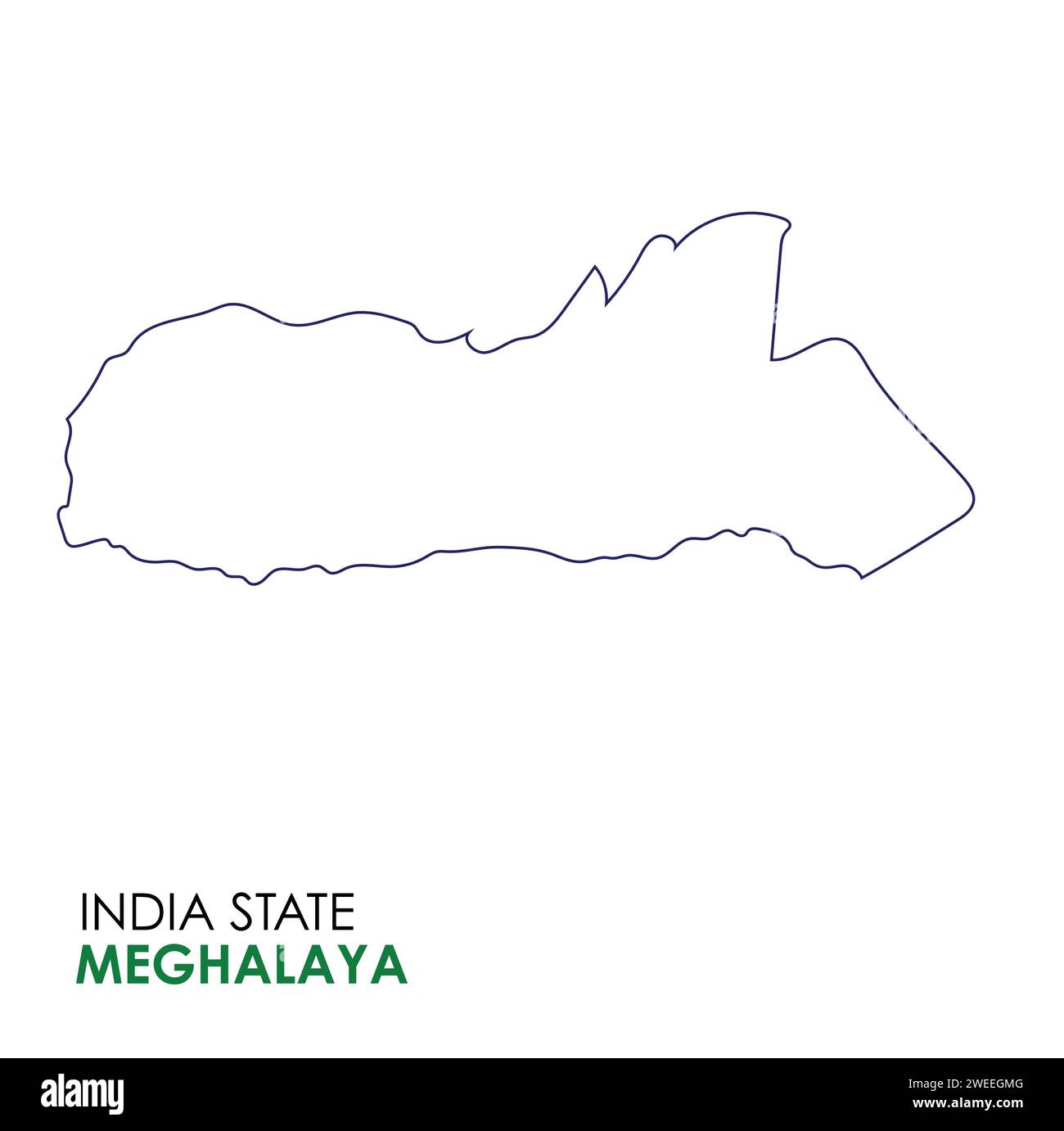 Meghalaya map of Indian state. Meghalaya map vector illustration