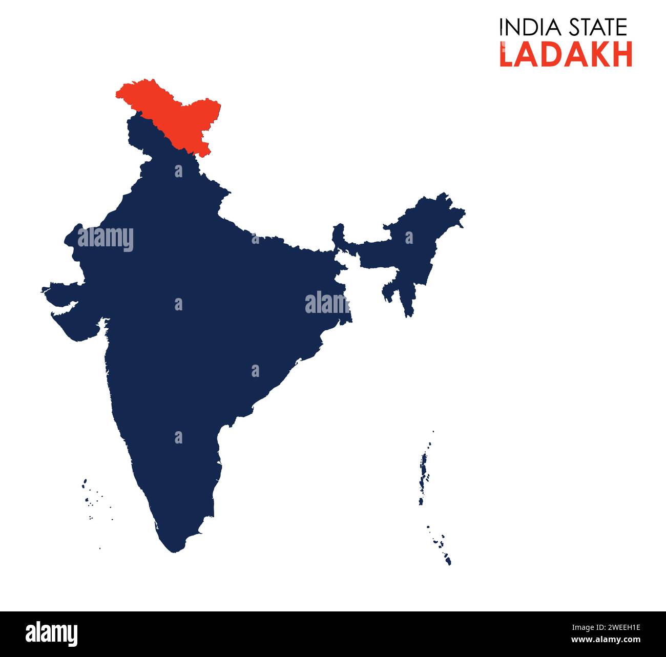 Ladakh map of Indian state. Ladakh map vector illustration. Ladakh vector map on white