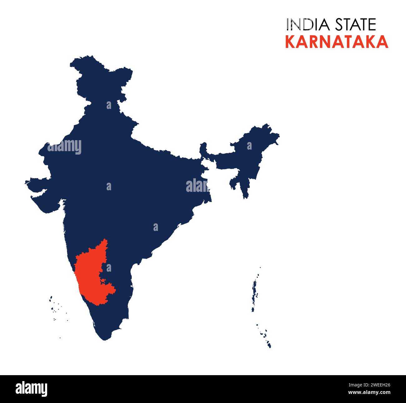 Karnataka map of Indian state. Karnataka map vector illustration. Karnataka map on white background. Stock Vector