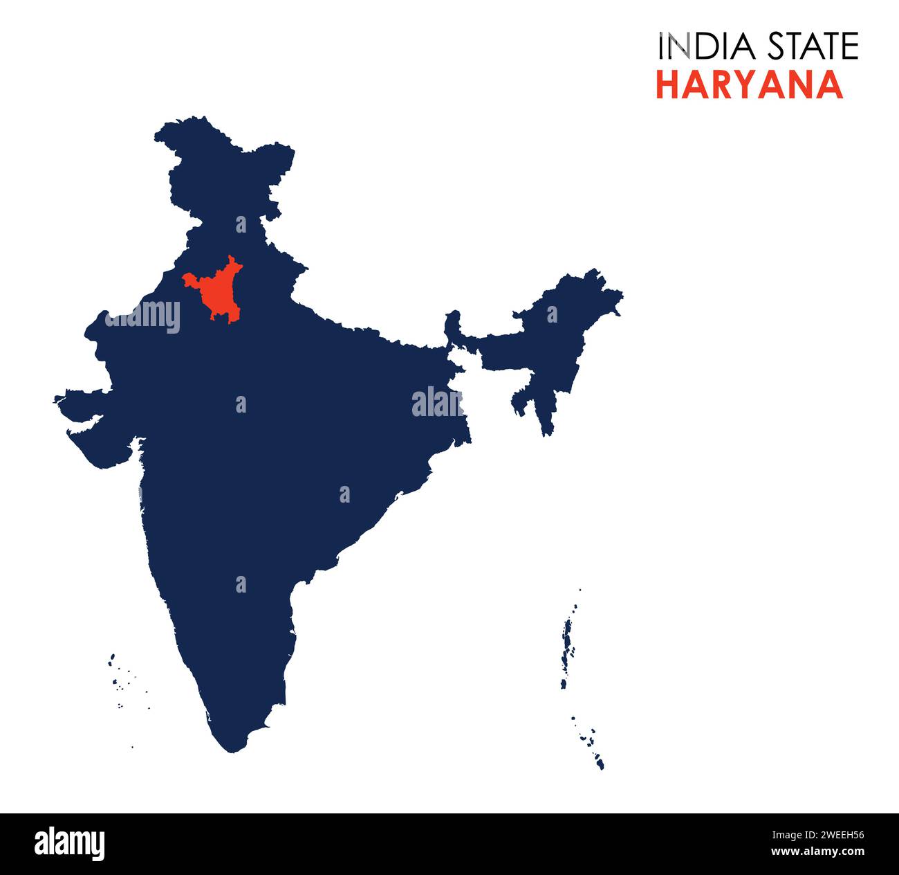 Haryana map of Indian state. Haryana map vector illustration. Haryana map on white background. Stock Vector