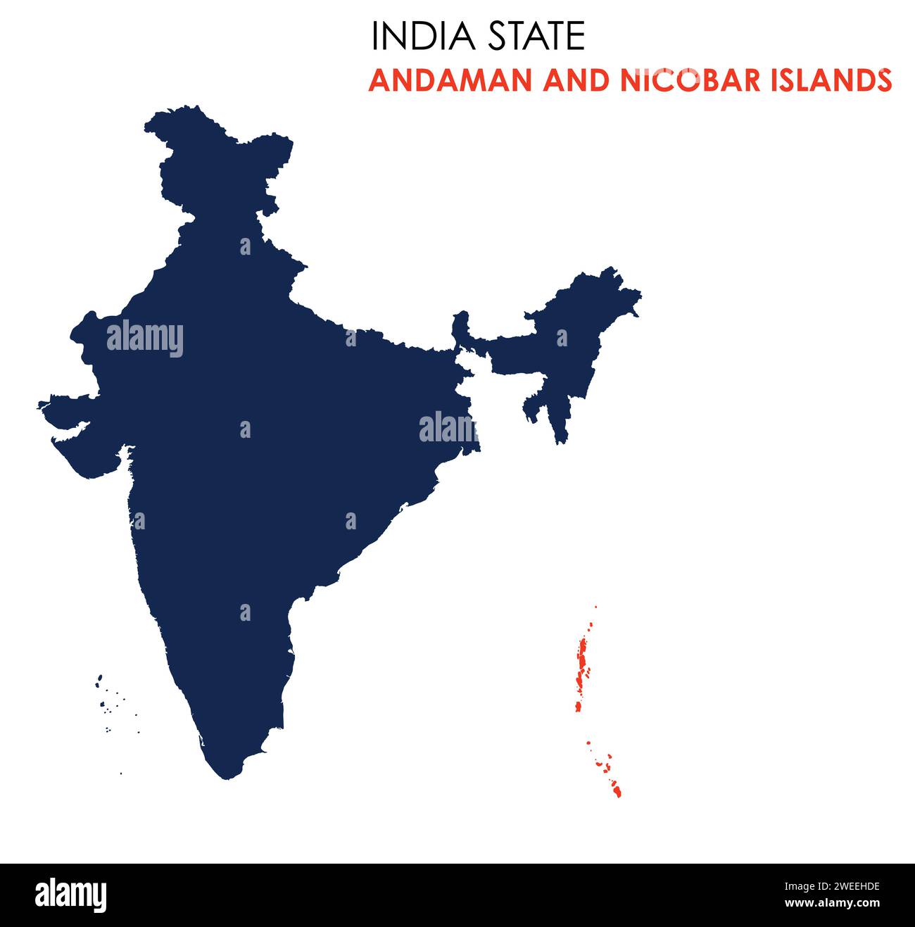 Andaman and Nicobar Islands map of Indian state. Andaman and Nicobar