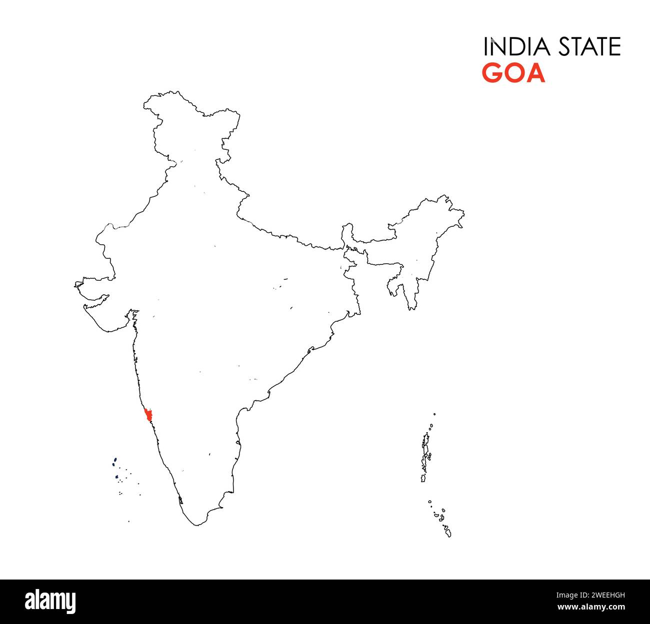 Goa map of Indian state. Goa map vector illustration. Goa vector map on white background Stock