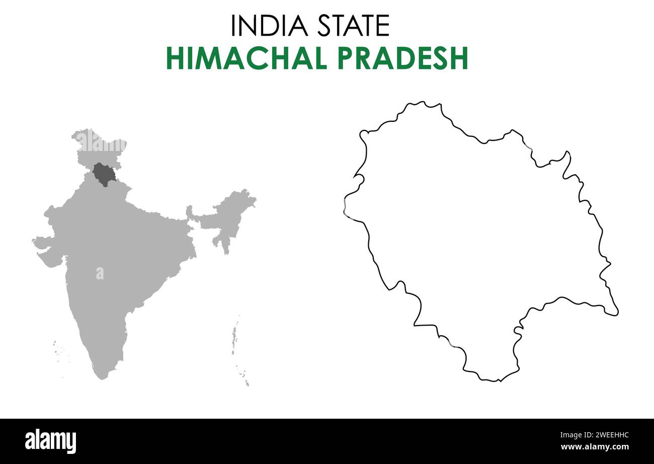 Himachal Pradesh map of Indian state. Himachal Pradesh map vector illustration. Stock Vector