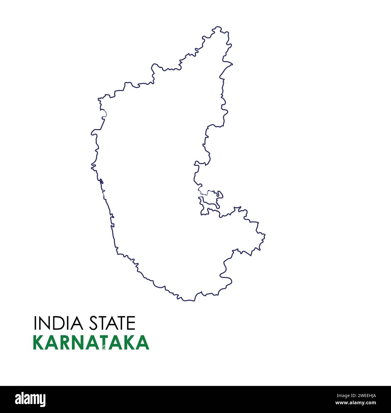 Karnataka map of Indian state. Karnataka map vector illustration. Karnataka map on white background. Stock Vector