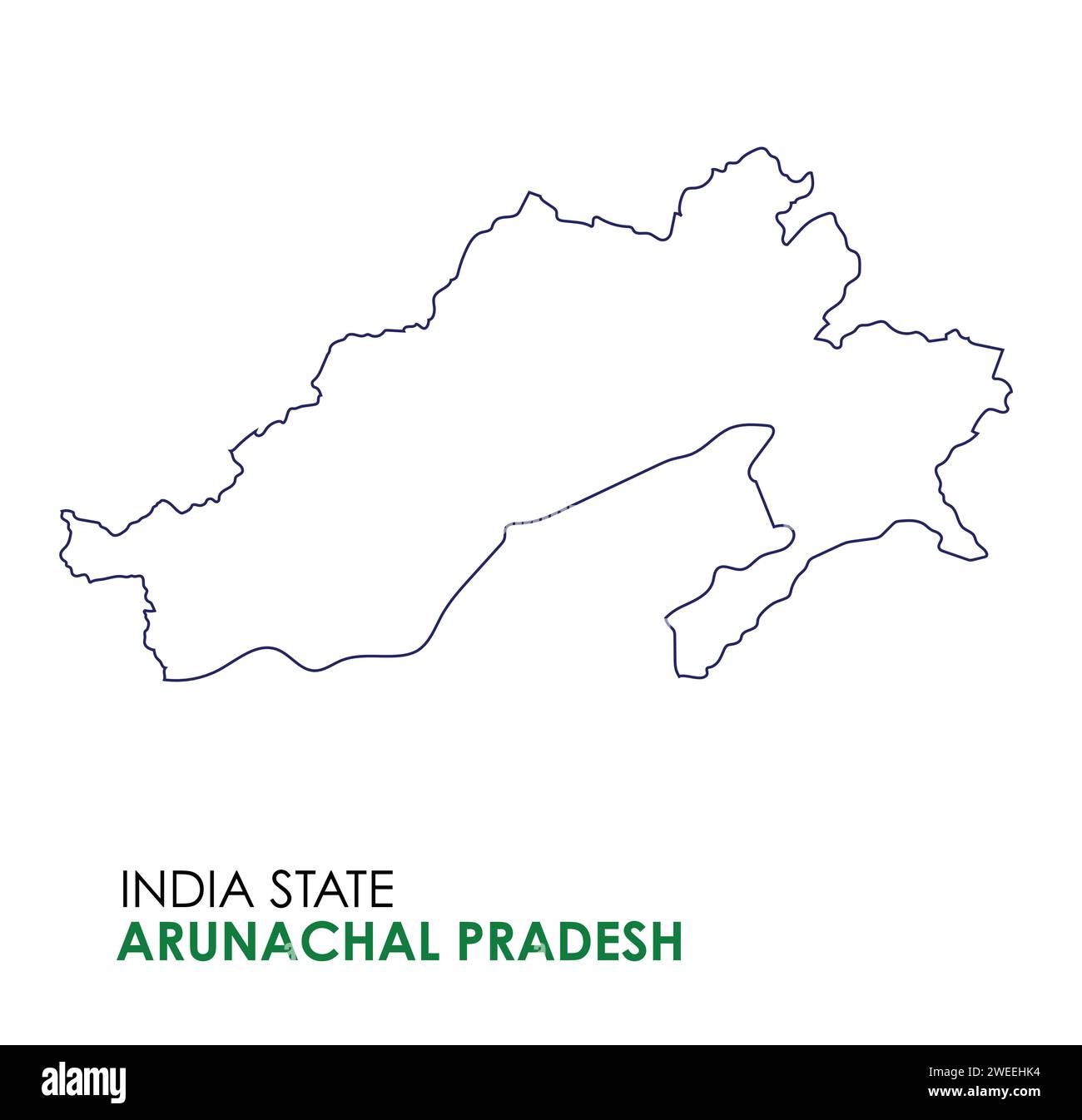 Arunachal Pradesh map of Indian state. Arunachal Pradesh map illustration Stock Vector
