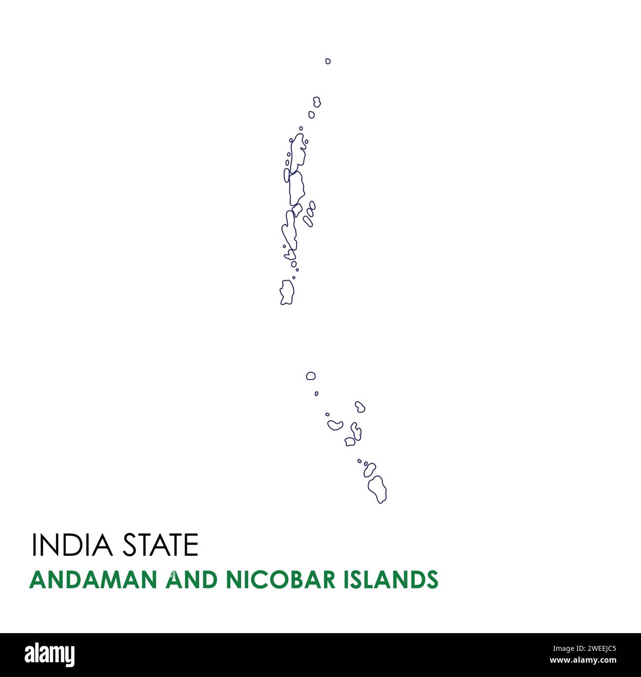 Andaman and Nicobar Islands map of Indian state. Andaman and Nicobar