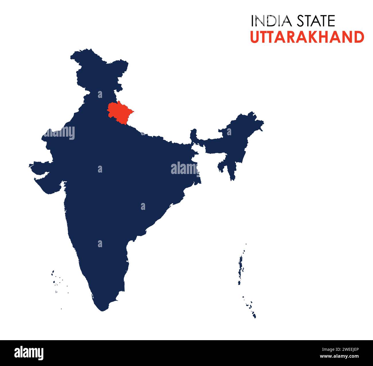Uttarakhand map of Indian state. Uttarakhand map vector illustration