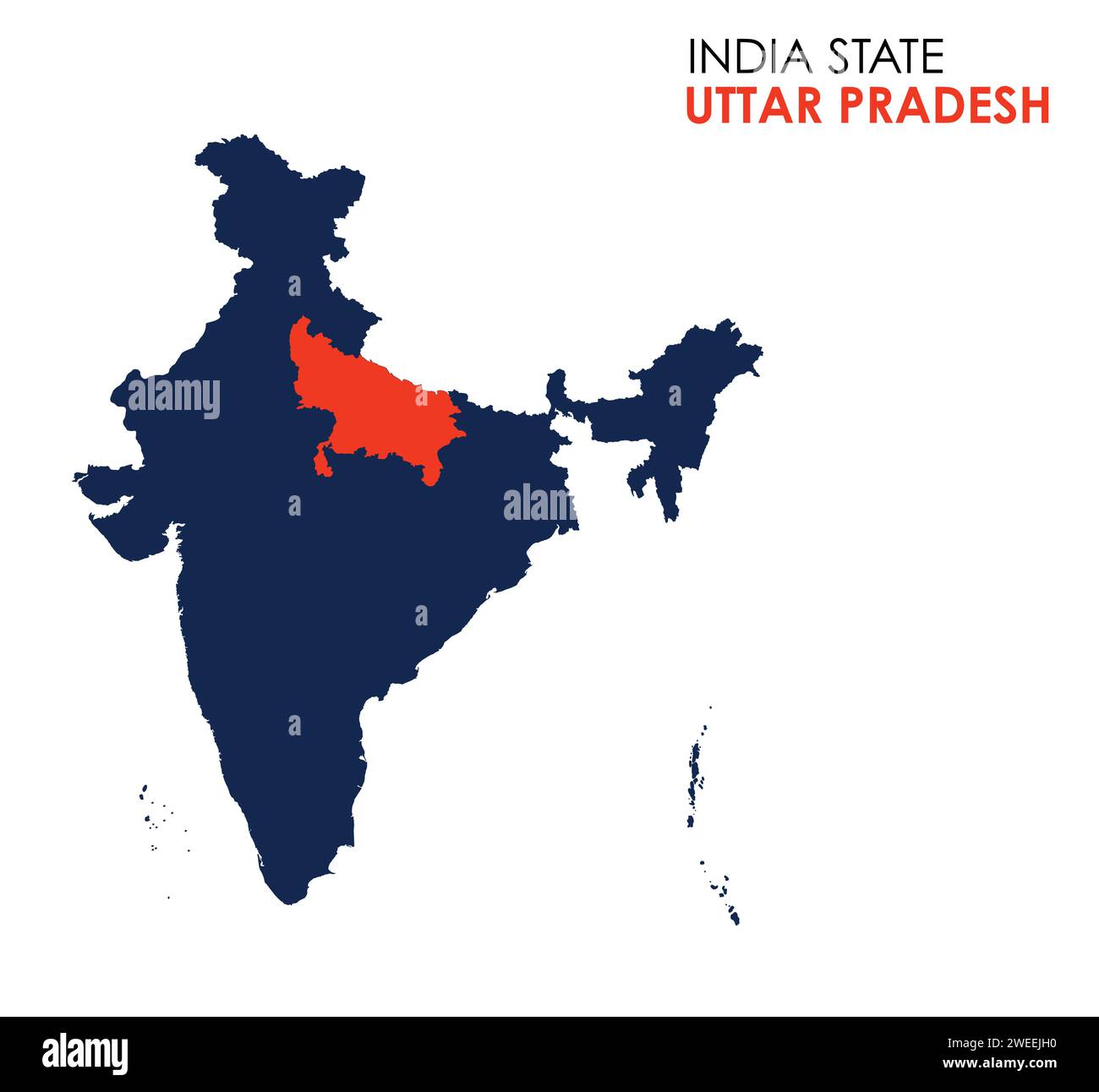 Uttar Pradesh map of Indian state. Uttar Pradesh map vector