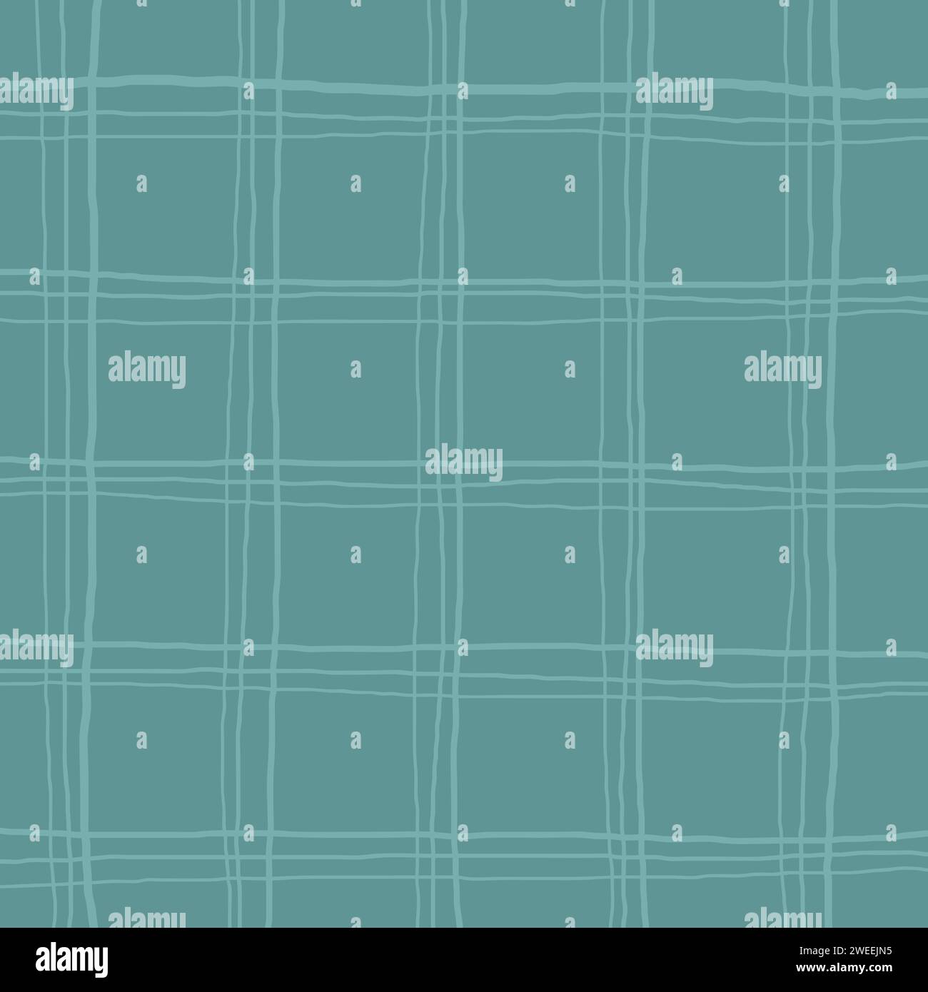 green, pale, grey background with brush texture effect, weave plaid style fine broken lines. Irregular check repeat pattern. Square diagonal shape, gr Stock Vector