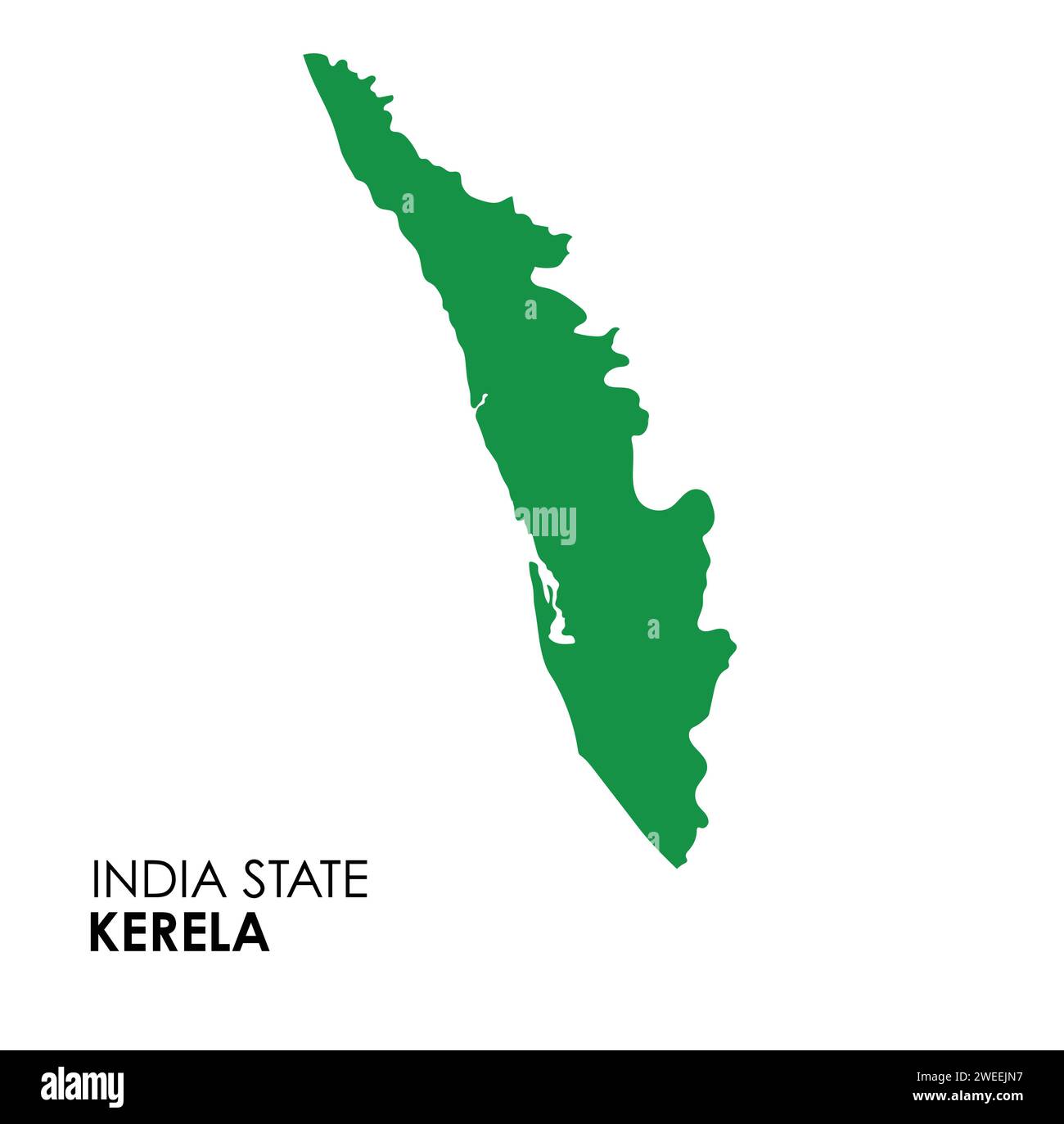 Kerala map of Indian state. Kerala map vector illustration. Kerala vector map on white