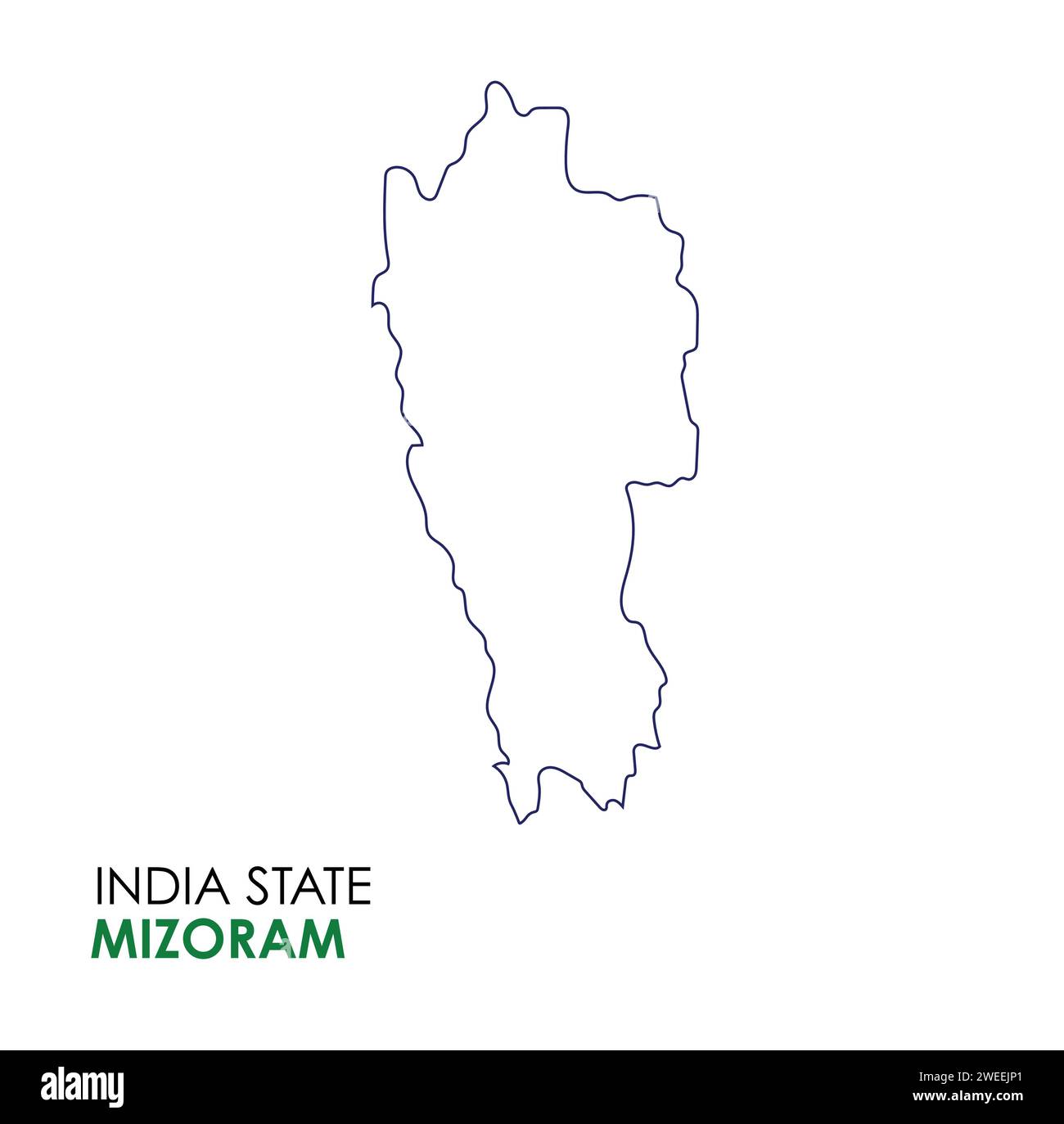 Mizoram map of Indian state. Mizoram map vector illustration. Mizoram