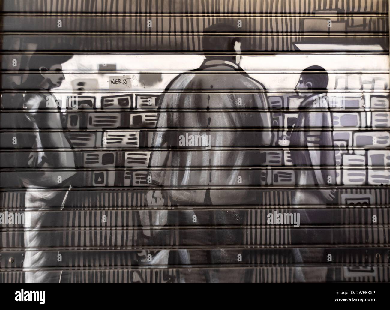 Graffiti on garage door hi-res stock photography and images