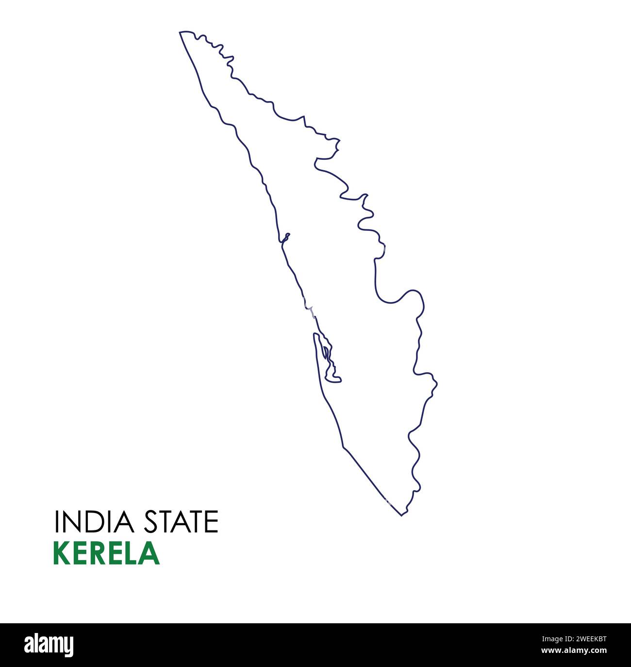Kerala map of Indian state. Kerala map vector illustration. Kerala vector map on white