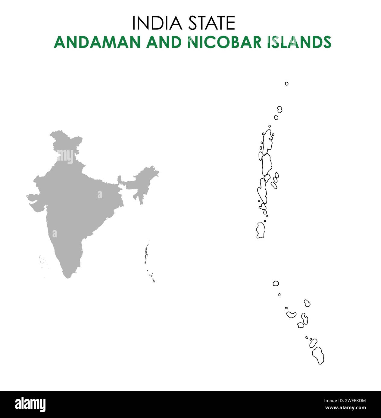 Andaman and Nicobar Islands map of Indian state. Andaman and Nicobar