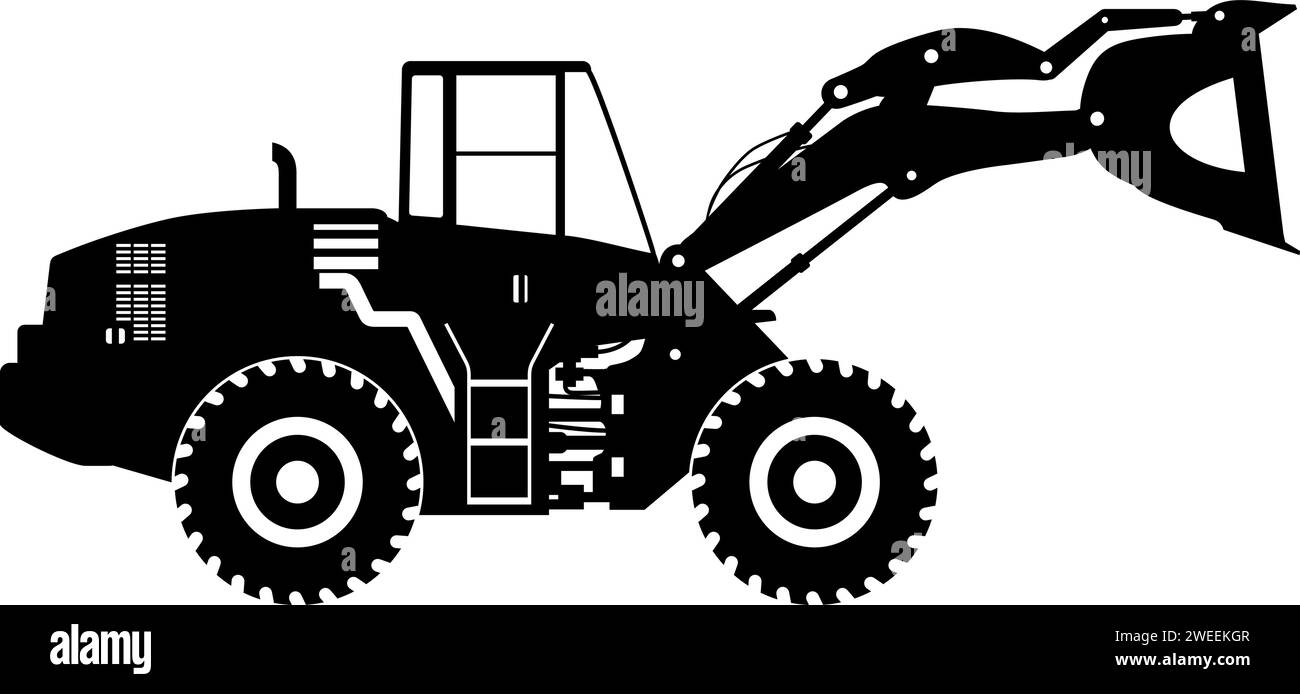 Silhouette of Wheel Loader Icon in Flat Style Stock Vector Image & Art ...