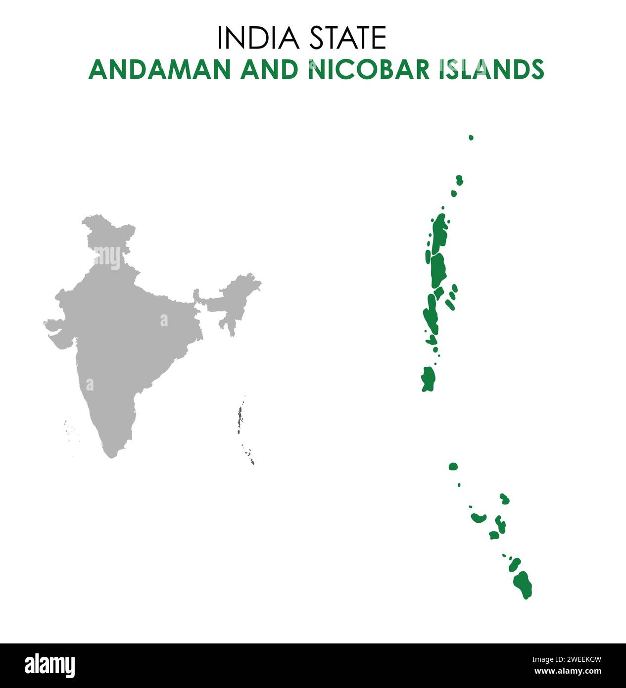 Andaman and Nicobar Islands map of Indian state. Andaman and Nicobar