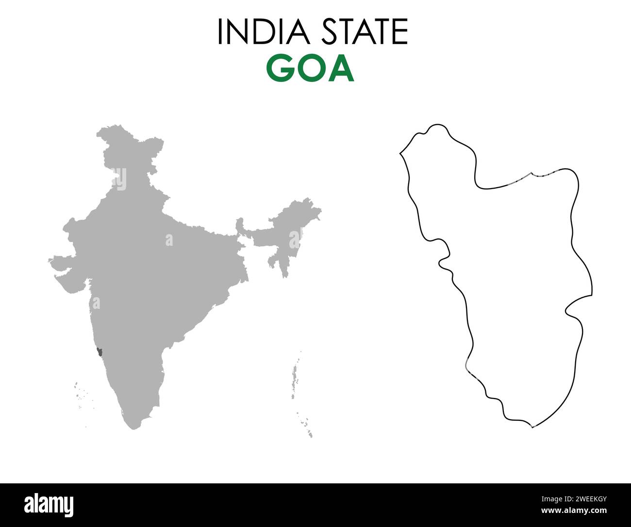 Goa map of Indian state. Goa map vector illustration. Goa vector map on white background Stock