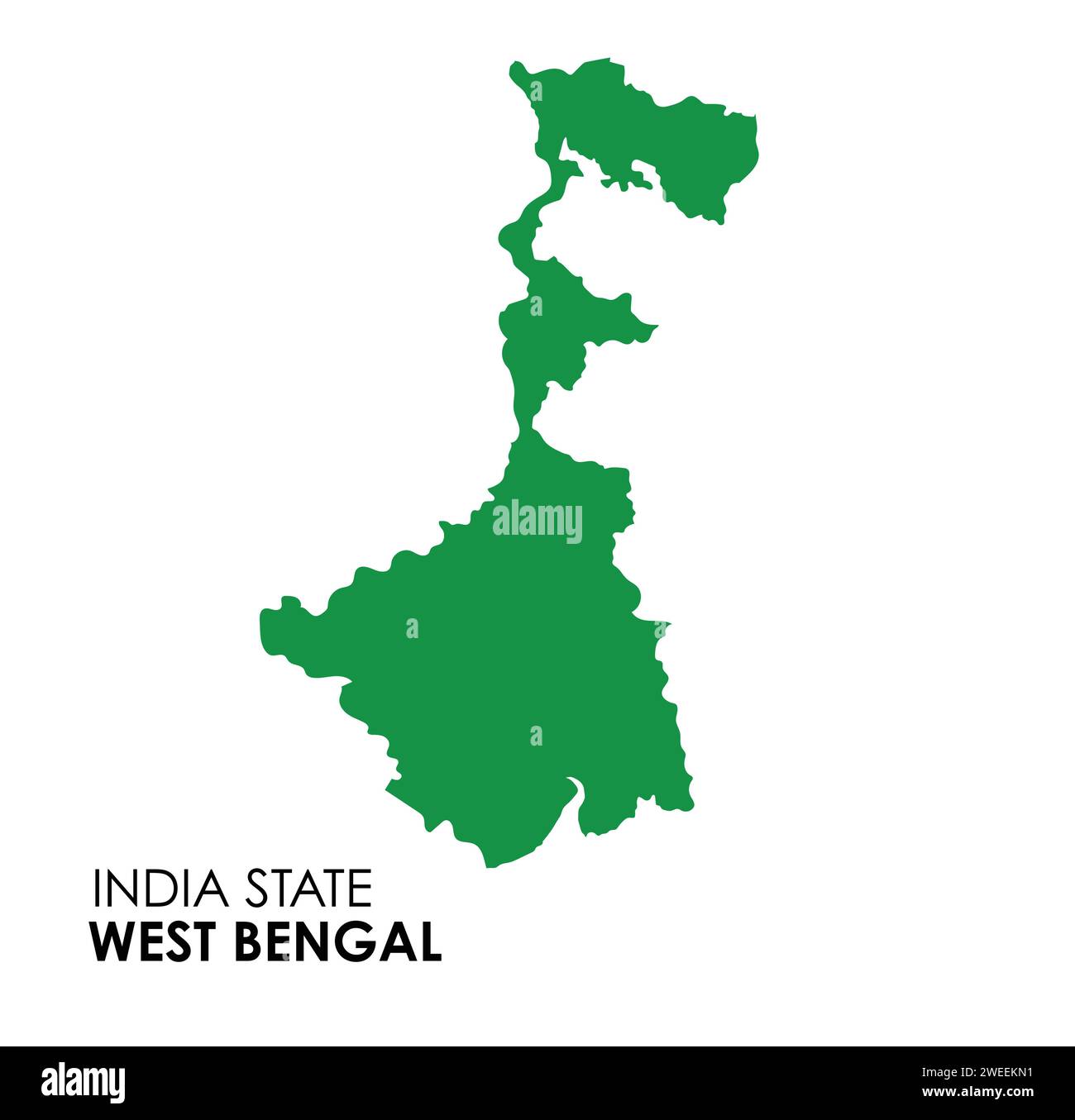 West Bengal map of Indian state. Kolkata map vector illustration. White background. Stock Vector